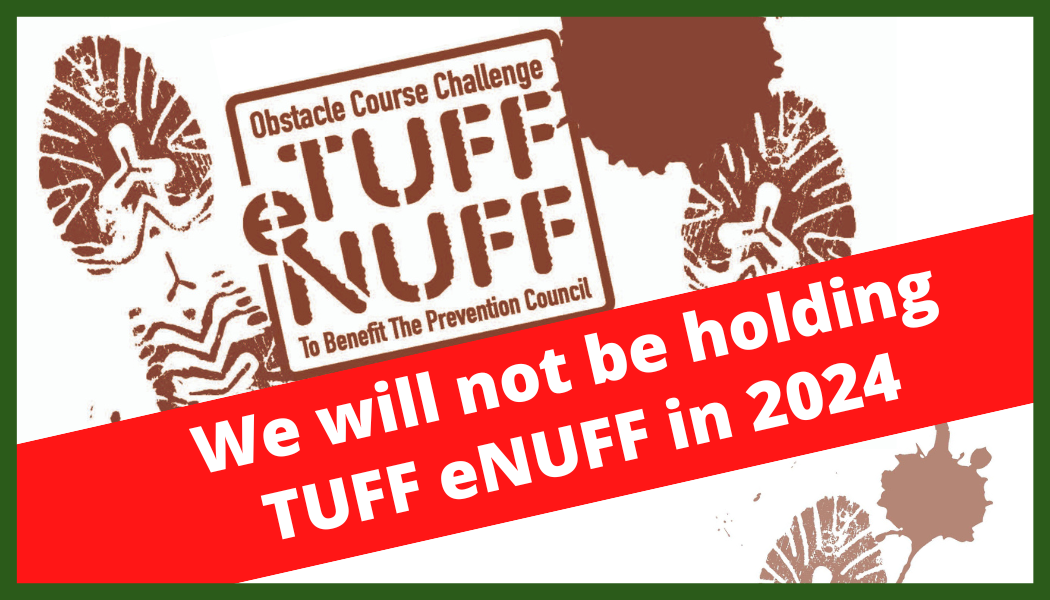 Graphic with news that there will not be a 2024 TUFF eNUFF obstacle challenge.